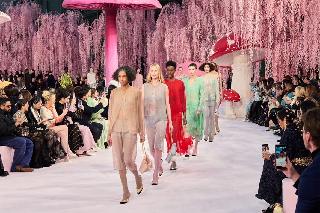 Models walk the runway finale at Chanel Spring 2026 Couture show by Matthieu Blazy during Paris Fashion Week