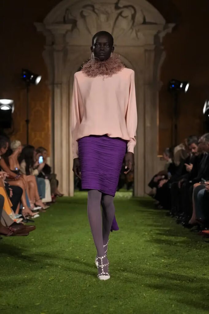 A model walks the Valentino FW26 Runway