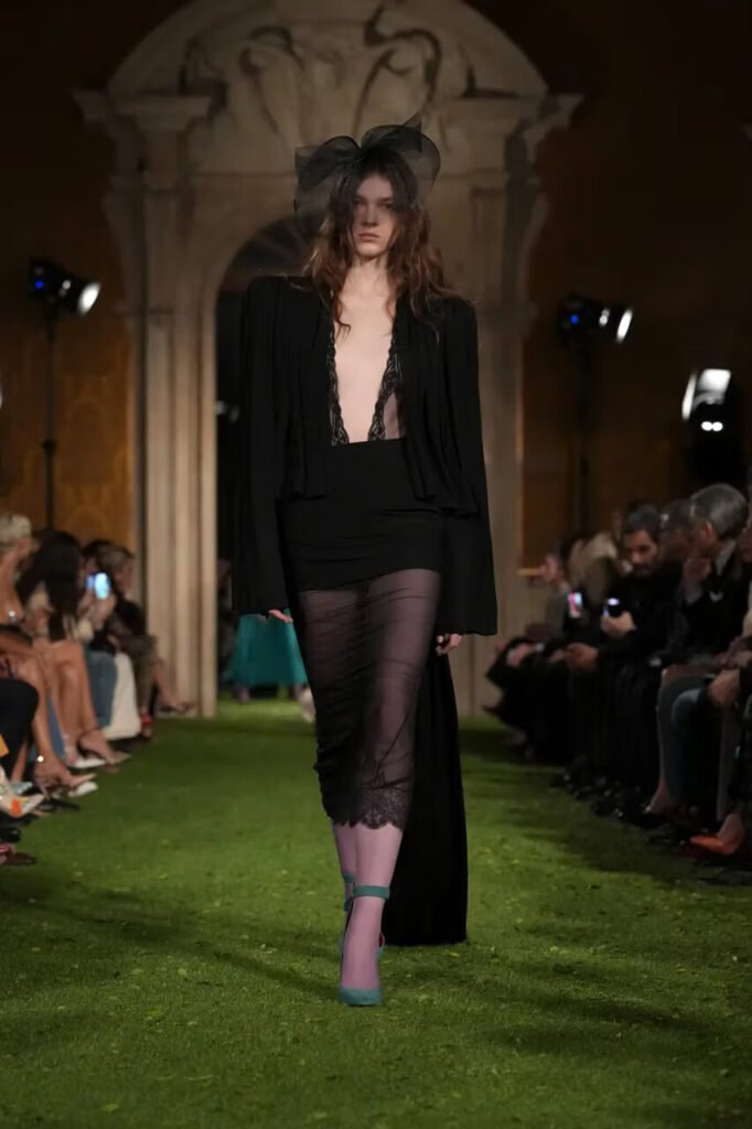 A model walks the Valentino FW26 Runway