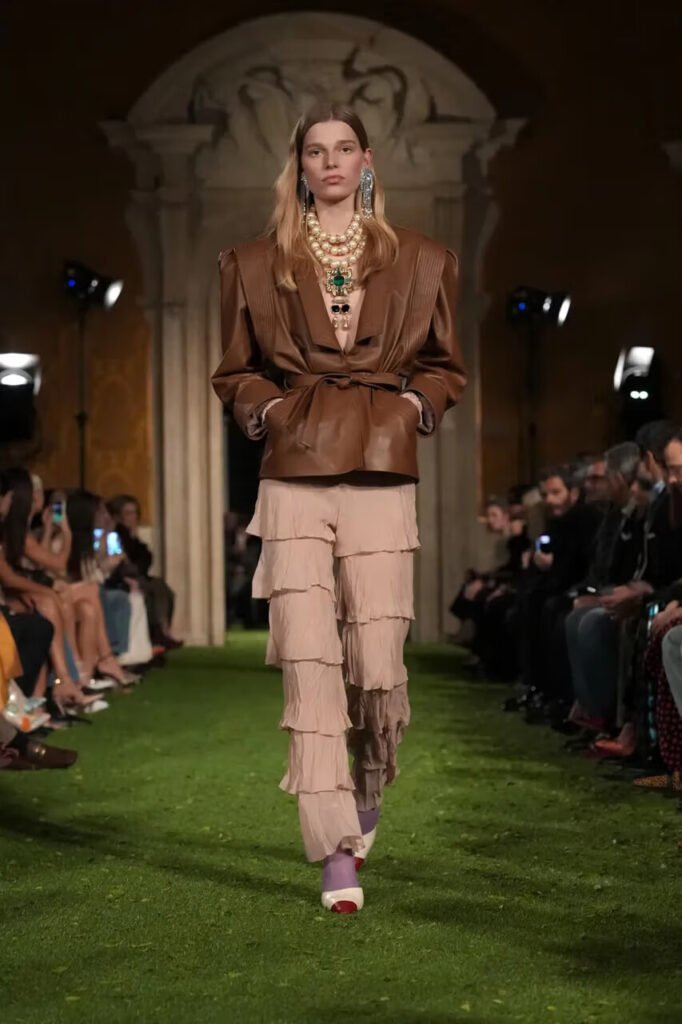 A model walks the Valentino FW26 Runway