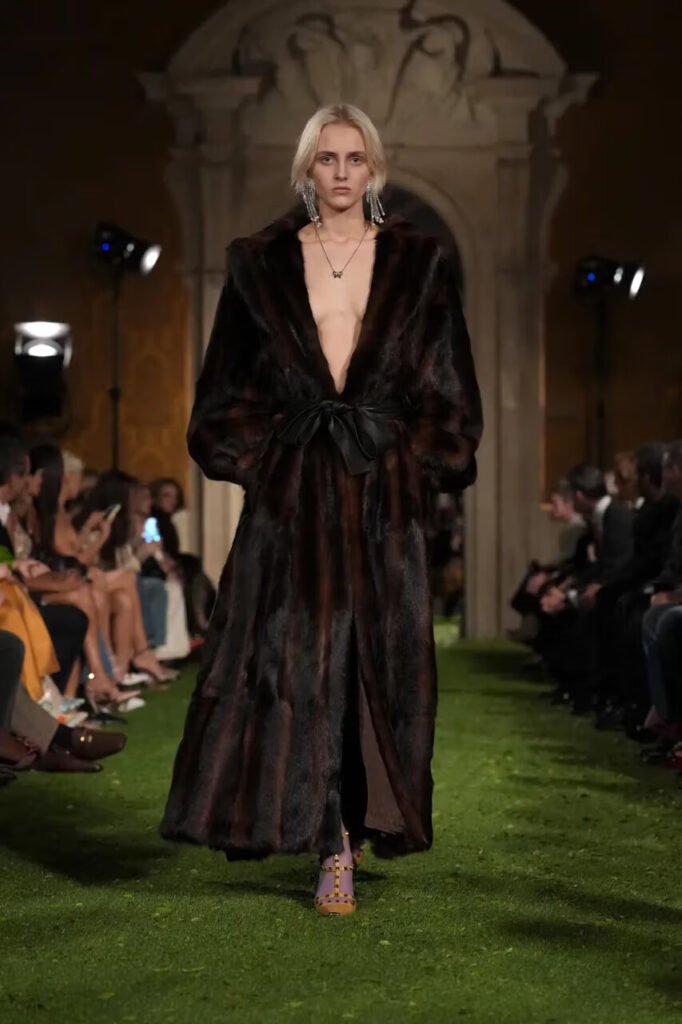 A model walks the Valentino FW26 Runway