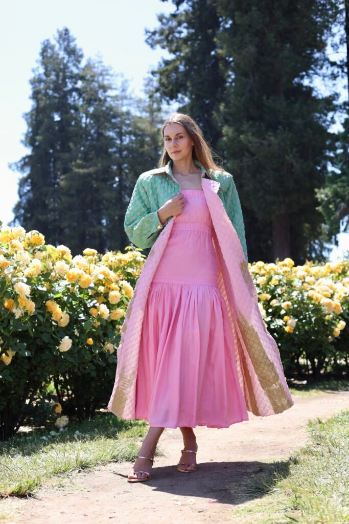 Marika arrived at fashion the long way around, as the most devoted designers often do. Born in Georgia, the country, she holds not one but two master's degrees: one in psychology, one in international relaations. Fashion, she says, was a childhood language rather than a studied discipline. She kept sketchbooks as a girl, filling pages with her own imagined creations. The instinct never left. What changed, when she founded I Love Mirabelle two years ago, was that all the pieces finally aligned. The desire to create something personal. A family connection to suppliers in India. A shared ambition to build something together. And then her daughter, Mirabelle, whose name holds equal weight in both cultures the founder moves between. "Before she was born we were choosing her name very precisely in order to fit into both cultures," she says. "When I was creating the brand I wanted to keep it personal and at the same time very universal."