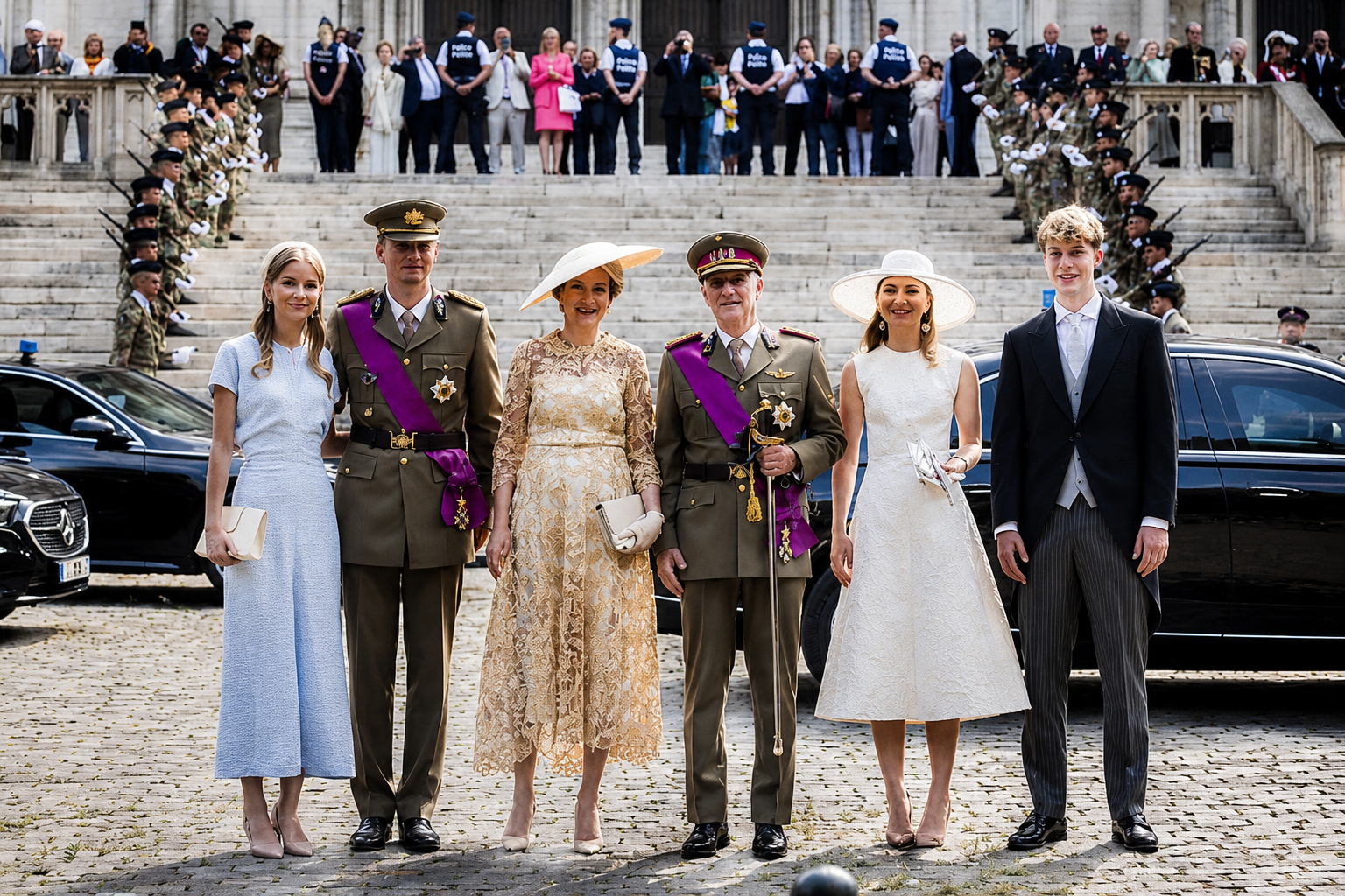 Belgian-royal-family-with-King-Philippe-Queen-Mathilde-and-Princess-Eleonore-at-National-Day-celebrations