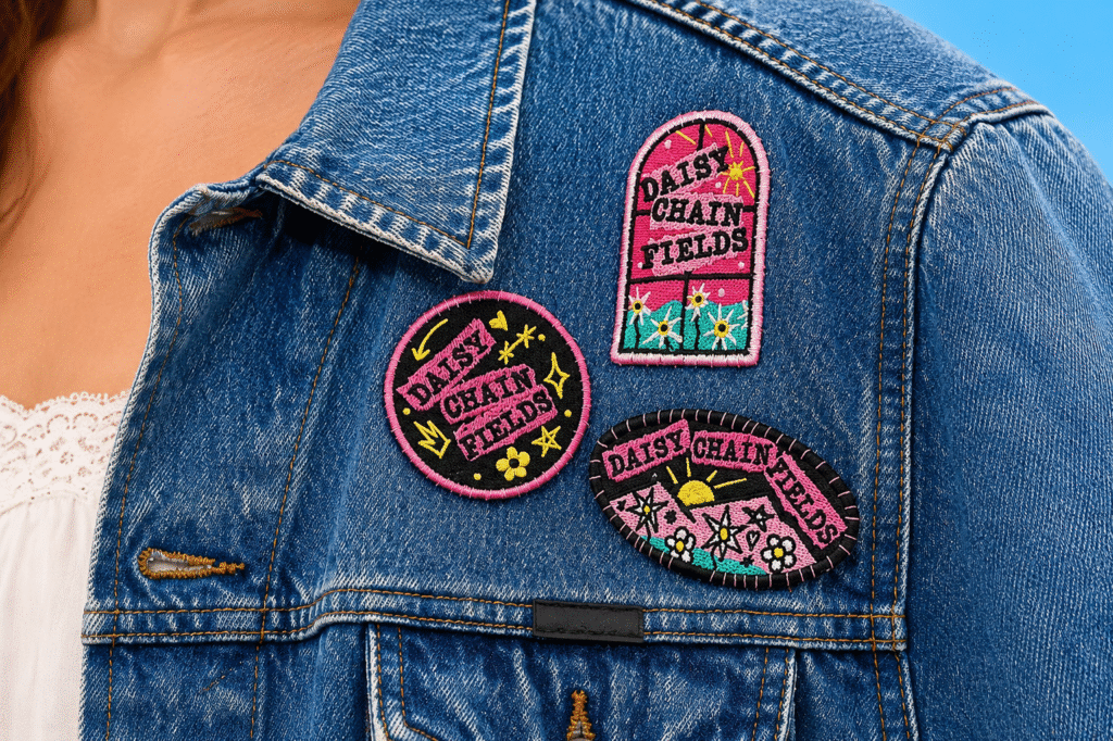 Embroidered-Daisy-Chain-Fields-patches-from-the-Etsy-collection-on-a-denim-jacket