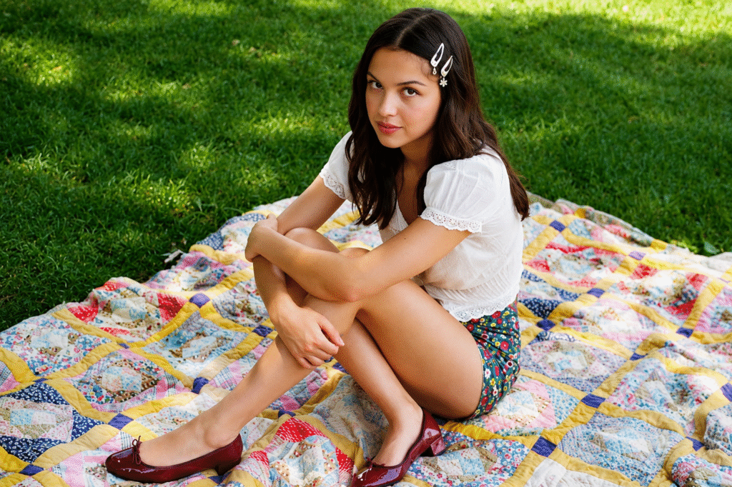 Olivia-Rodrigo-wearing-daisy-hair-clips-from-the-Daisy-Chain-Fields-Etsy-collection